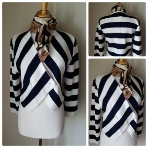 Rodier Vintage Striped Cropped Jacket & Scarf